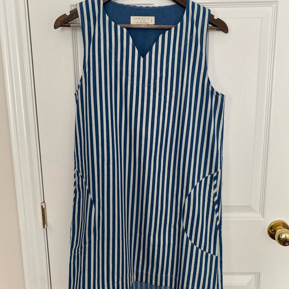 Blue and White Striped Midi Dress - Unbranded